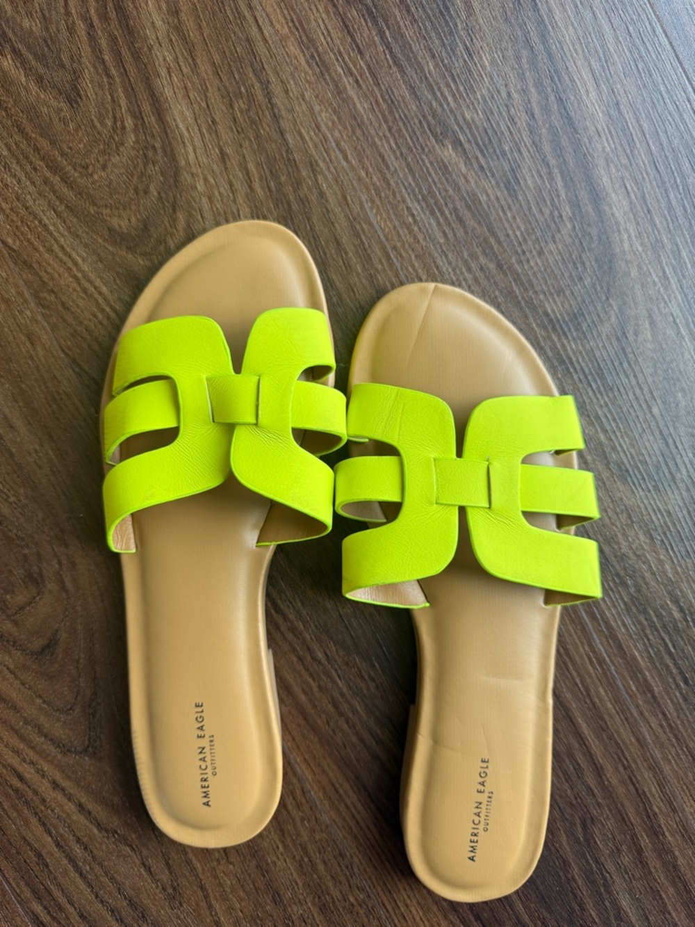 American Eagle Outfitters Neon Lime Slide Sandals